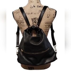 Lavorazione Artigianale Leather Convertible Backpack/Shoulder Bag